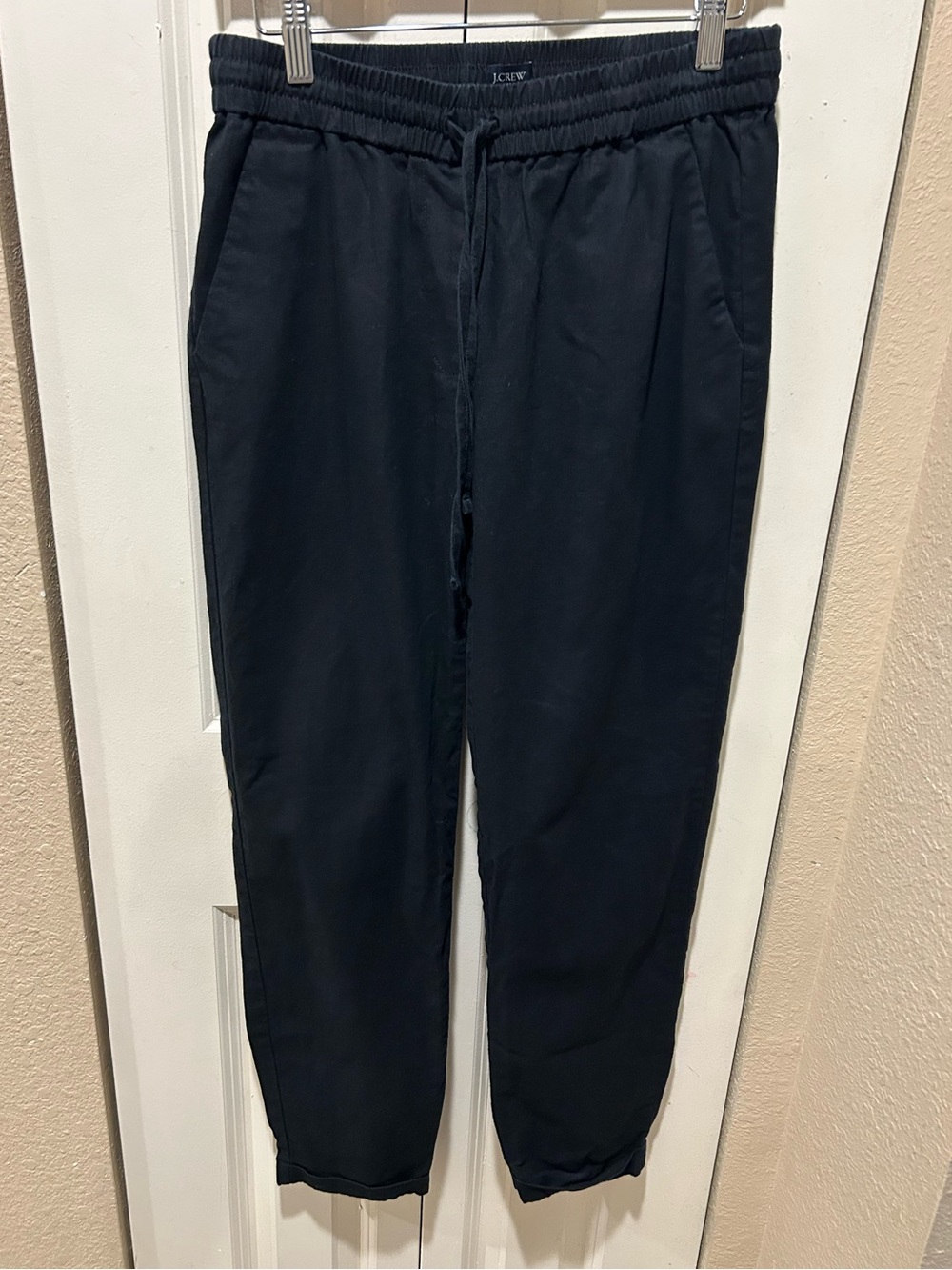 J.Crew Linen Blend Jogger Pants Black Casual Modern minimalist, size 4 Tall